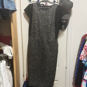 Chic Black and Gray Midi Dress